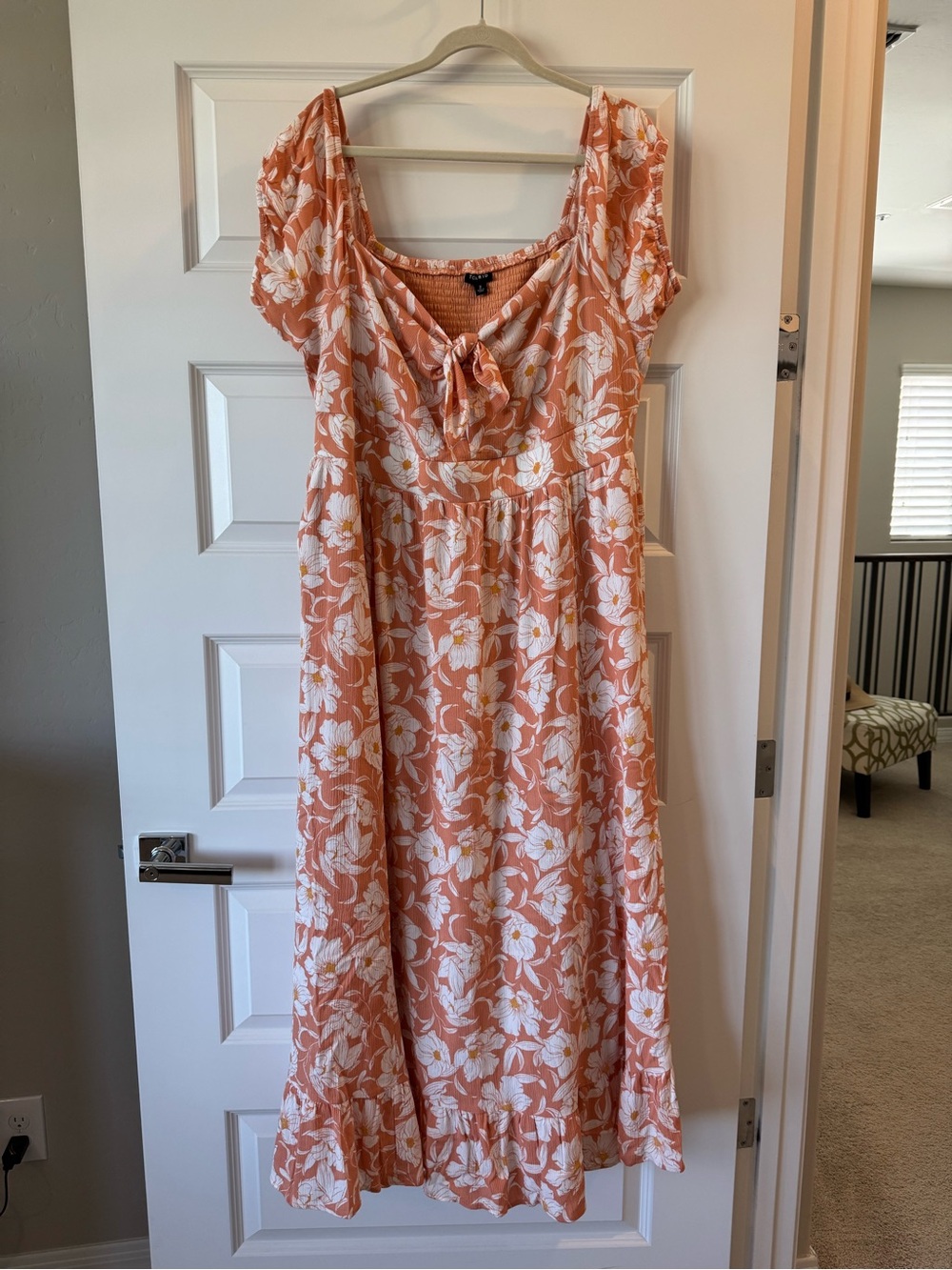 torrid Maxi Gauze Off Shoulder Tie Front Dress Floral